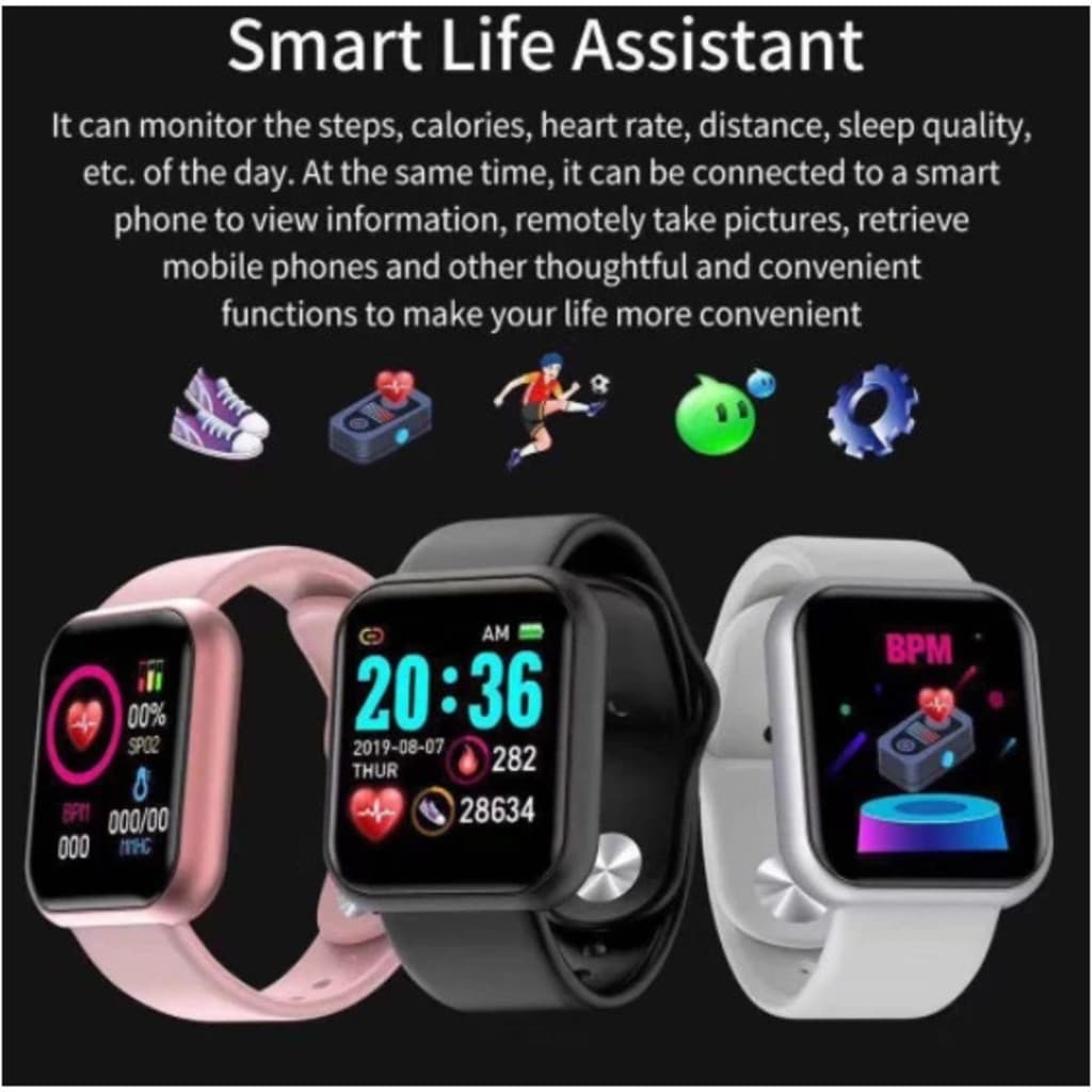 Relogio Smartwatch Smart Bracelet D20 Y68 Relógio inteligente para Android e IOS