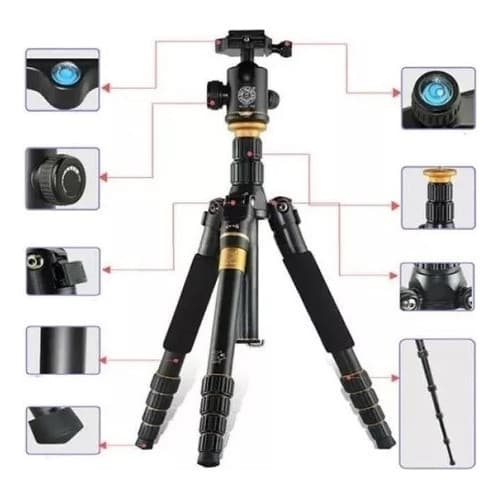 Tripé Profissional Hidráulico 2 Em 1 Monopé 1.6m Alumínio Fotos Videos