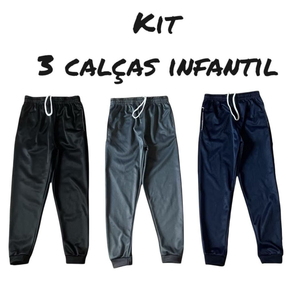 Kit 3 Calça 2 OU 1calça Infantil e Juvenil Forrada 4 ao 16. SEM MARCA  LISA