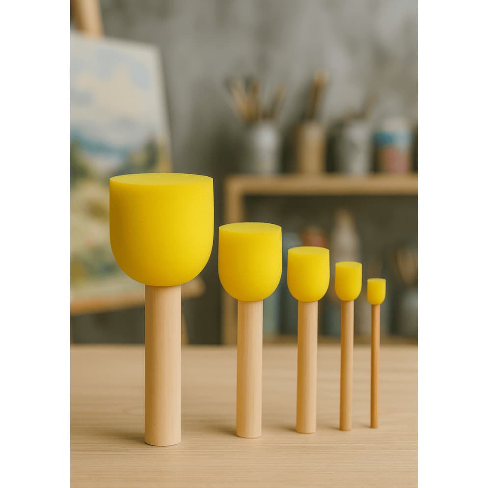 Pincéis Batedores de Espuma Redondos 5 Peças – Versátil para Pintura