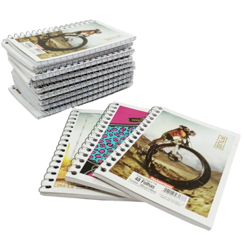 Kit 10, 20, 30, 40 Cadernetas Anotações Pequena De Bolso 1/8 48 Folhas Capa Flex Caderneta