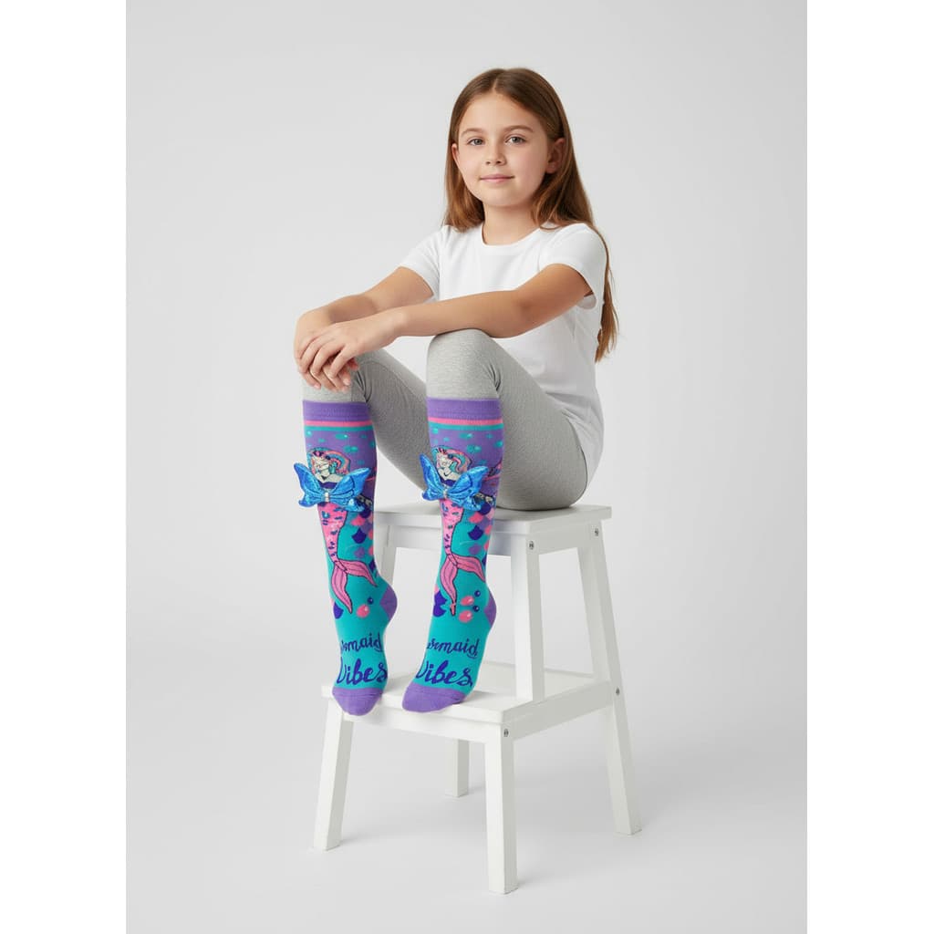 Meia 3D Divertida Infantil Cano Alto Tamanho Único Veste 32 ao 38 MI 3D