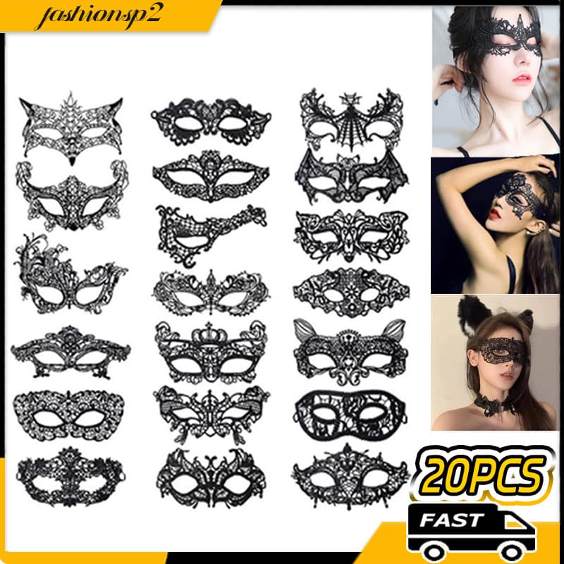 20PCS Mascara Feminina Renda Preta Baile Fantasia Festa Carnaval Alta Qualidade