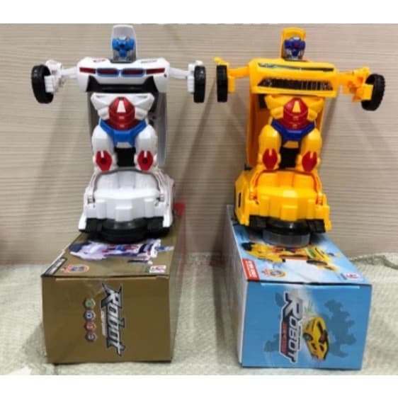 Brinquedo Carrinho Vira Robô Bate E Volta Com Luzes E Som