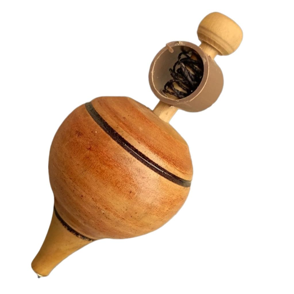 Pião de Madeira Reforçado Sem Ponta para Criança  Clássico e Seguro