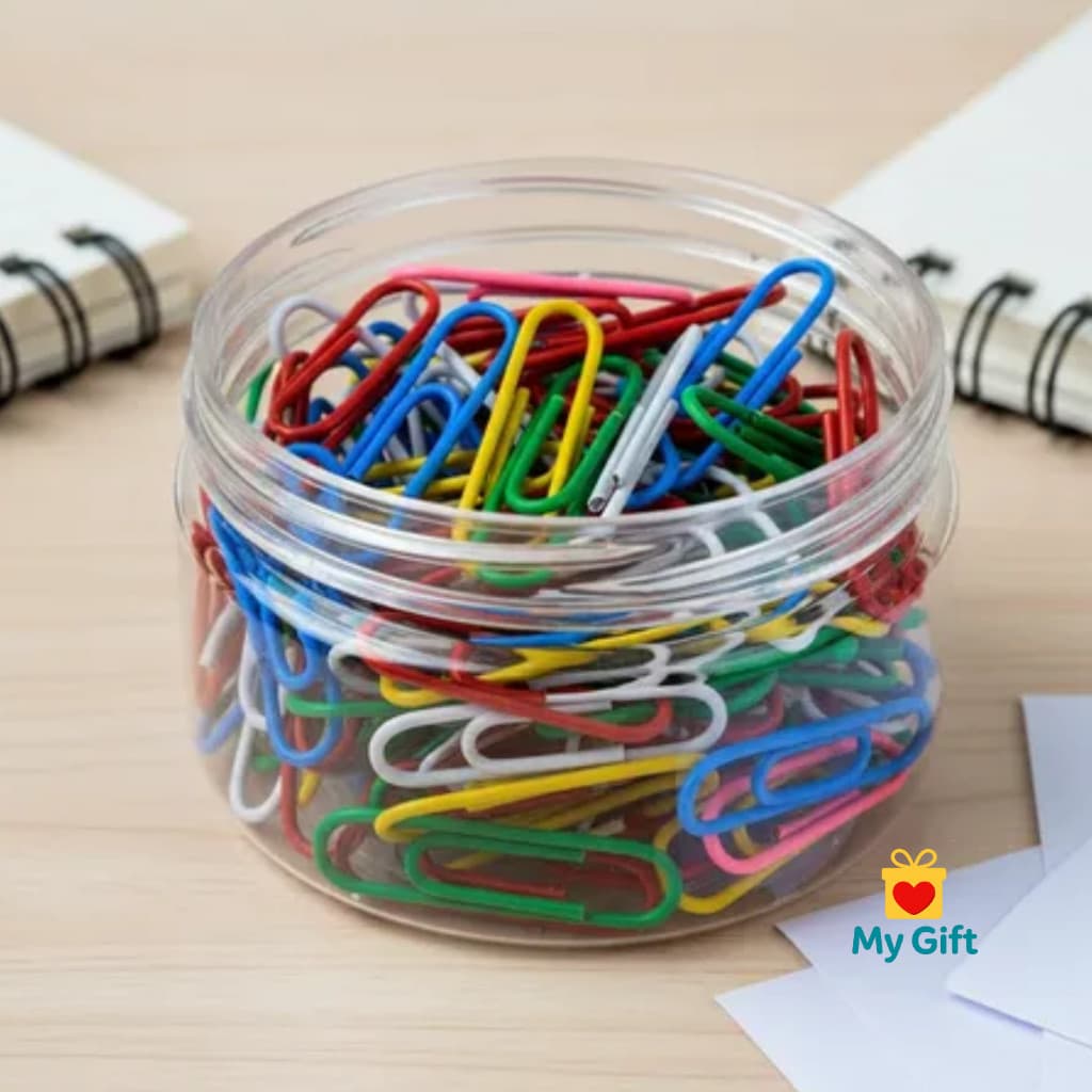 Pote Clips de Papel Coloridos 28mm Organização 160 Peças