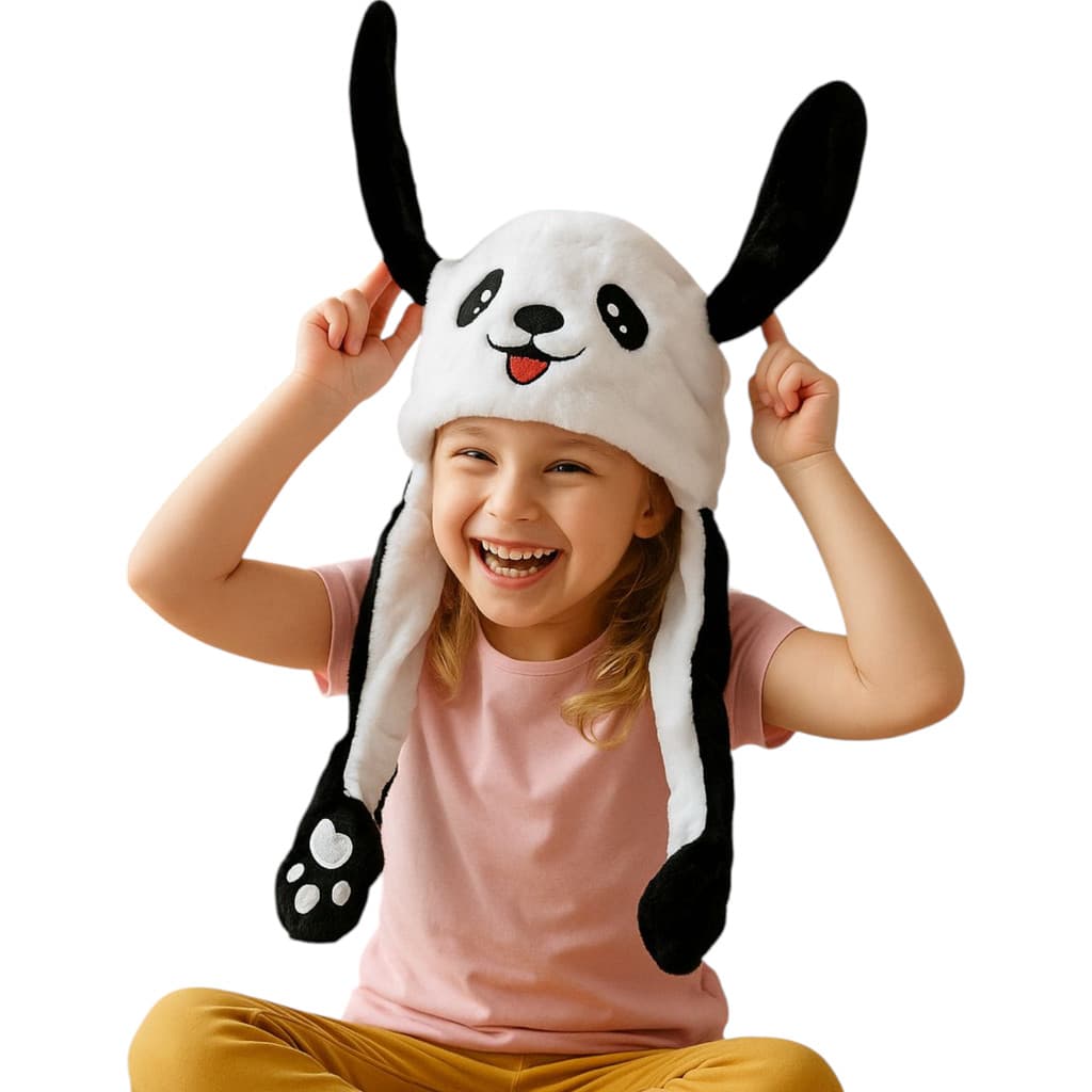 Touca de Pelúcia em formato de coelho para crianças – Gorro aquecedor de orelhas