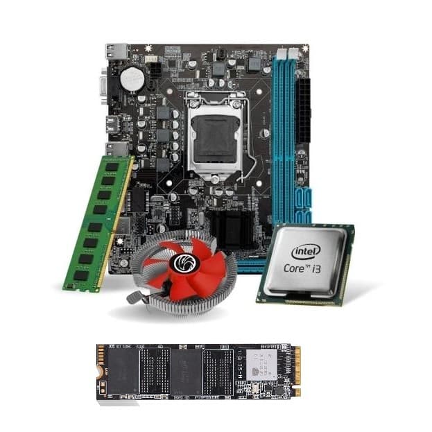 Kit Pl Mãe H81-10/100 + Proc. I34130 + Mem 8 Gb + Cooler + 256 M2