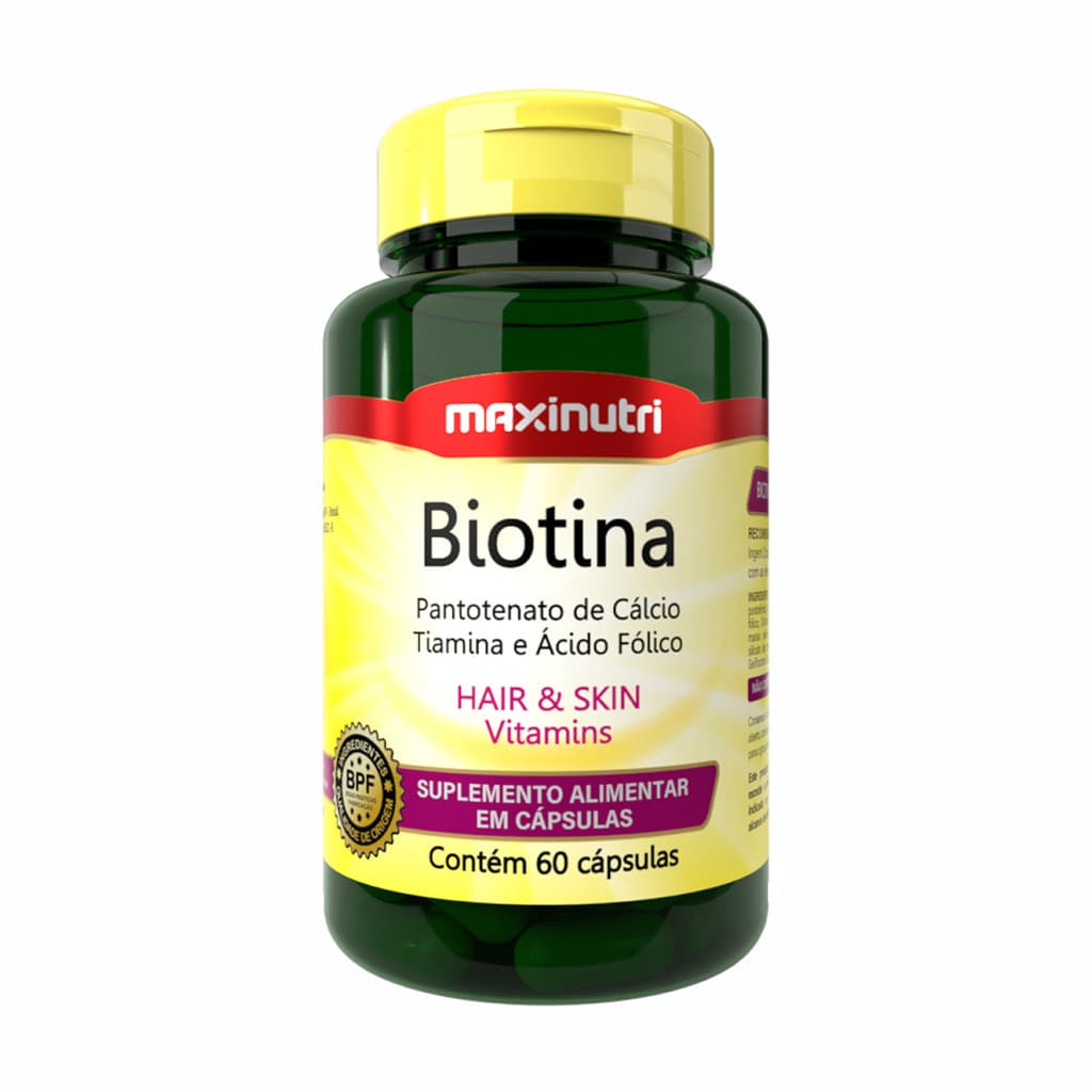 Biotina Cabelo Unhas E Vitaminas + Acido Fólico 60 Capsulas Sabor Sem sabor