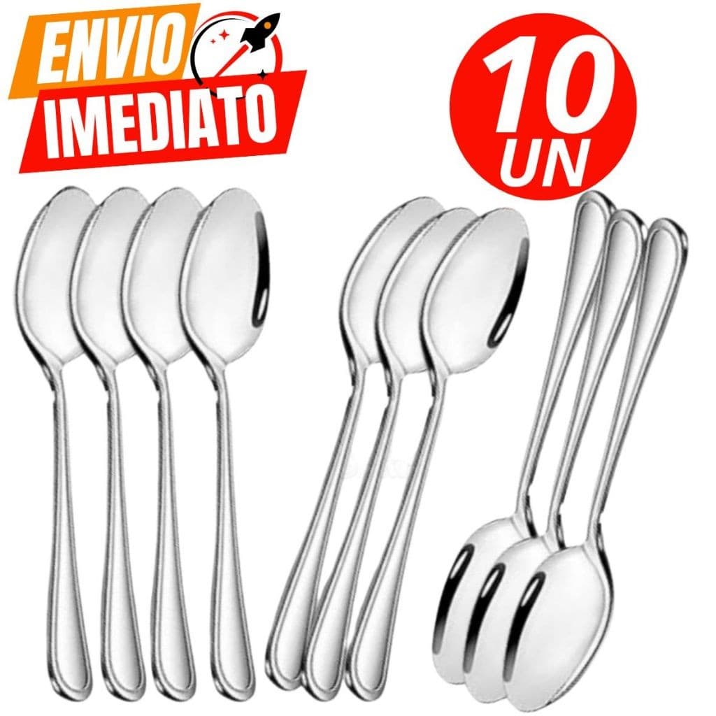Kit Com 10 Colheres de Inox Polido Premium Colher Alta qualidade Promoção casa Cozinha Buffet Restaurante