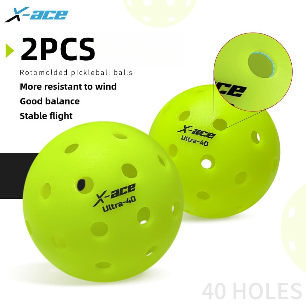 Bola De Pickleball Amasport X-ACE 2 Unidades , Bolas De Treinamento De Torneio Profissional Duráveis E De Alto Desempenh