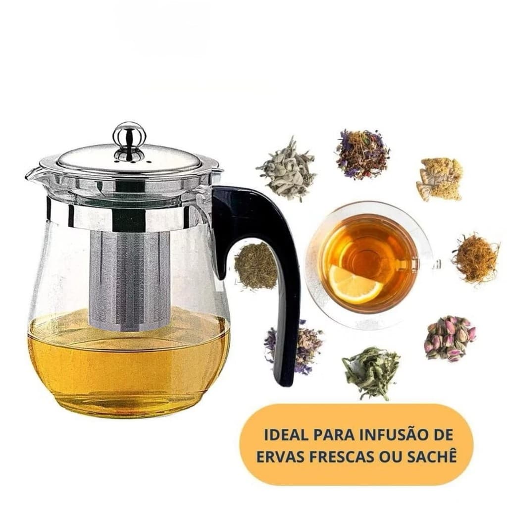 Chaleira Com Infusor De Vidro 500ml Para Chá Bule/Café/Leite não vai diretamente ao fogo