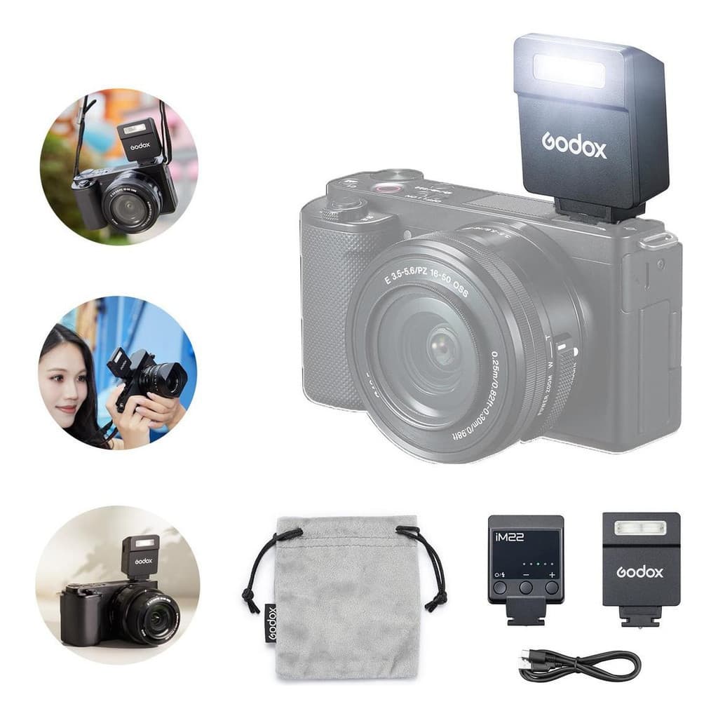Mini Flash De Sapata Godox Im22 Para Câmera Sony Canon Etc.