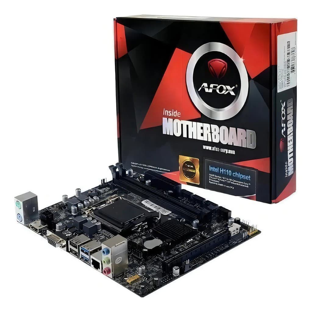 Placa Mae LGA 1151 DDR4 H110 M2 HDMI VGA 6º a 9º Ge Afox