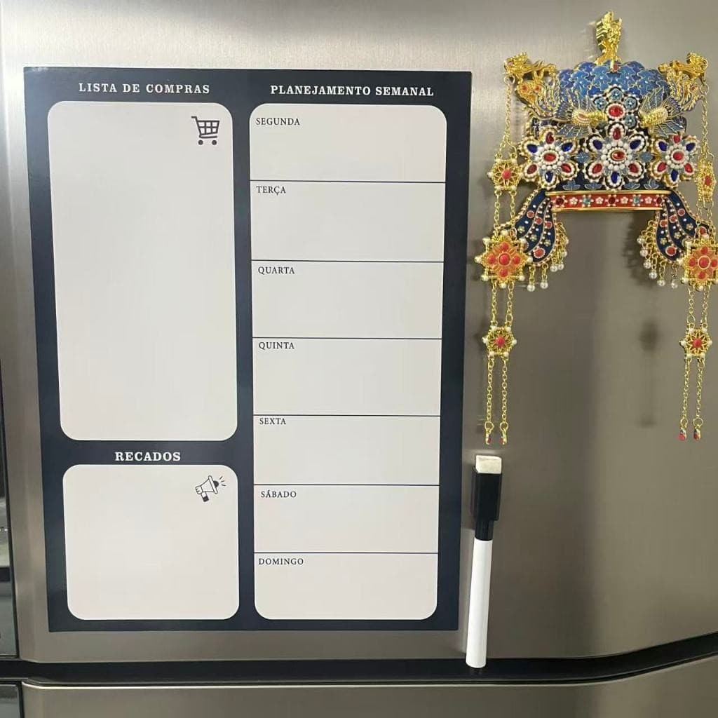 Planner Semanal Mensal Magnetico Ima De Geladeira Com Caneta  A-E