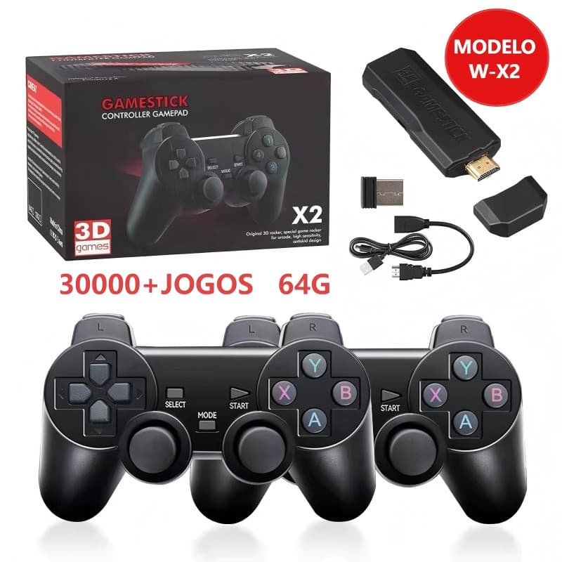 Console Game Stick 4 Life 3D + 2 Controles Wireless 30000 Jogos