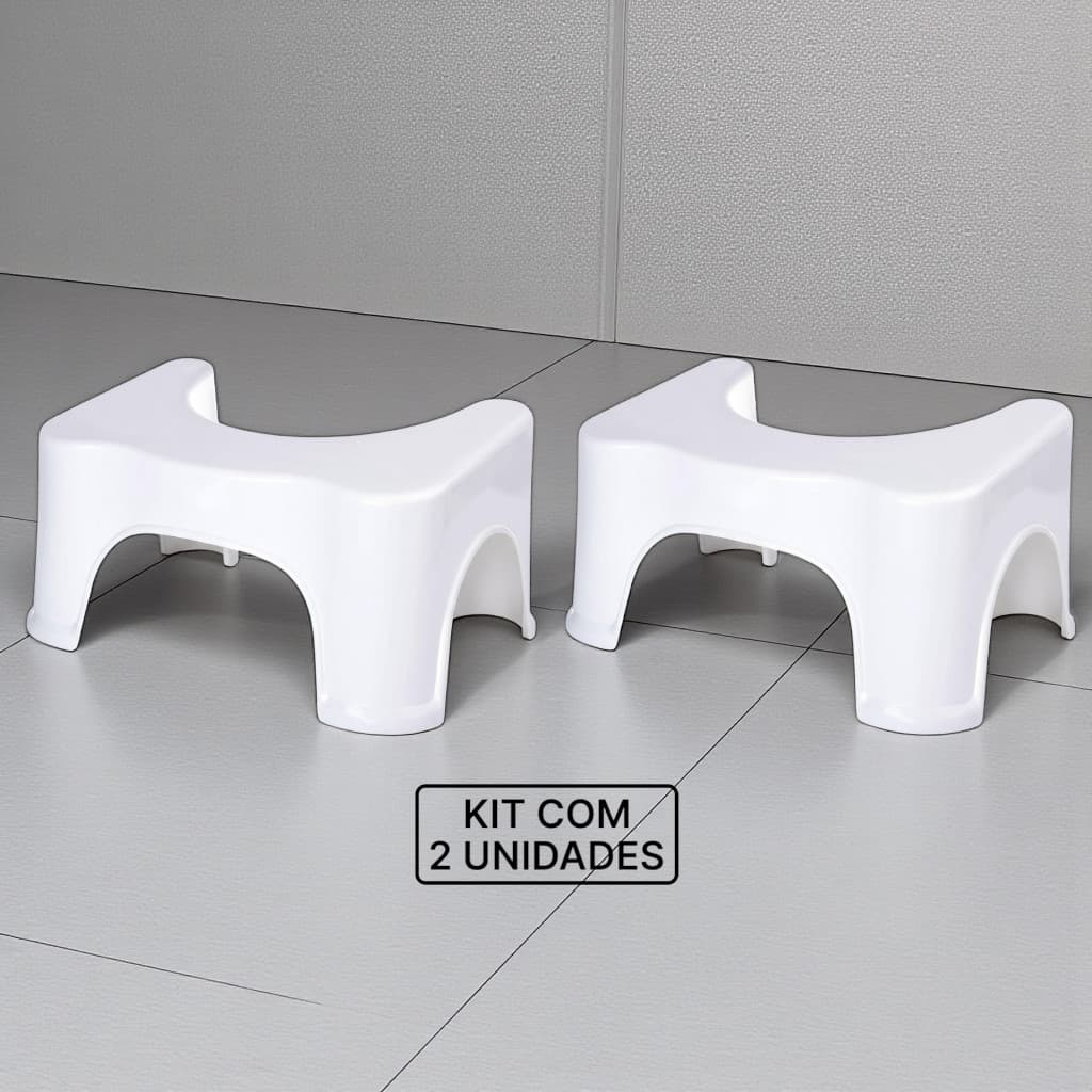 Kit 2 Apoios de Pés para Banheiro – Banco de Cócoras Branco 42cm
