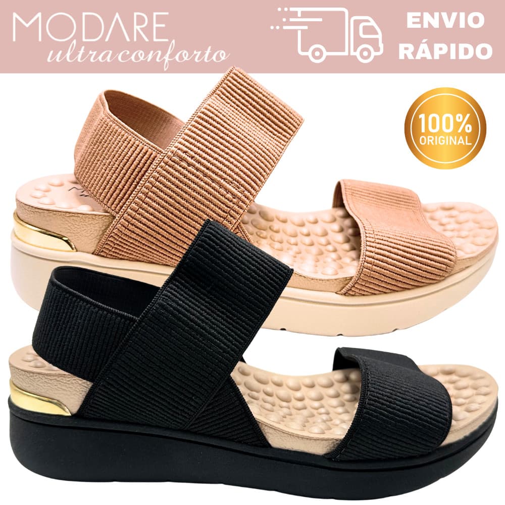Sandália Modare Anabela 7151.102 Com Palmilha Massageadora