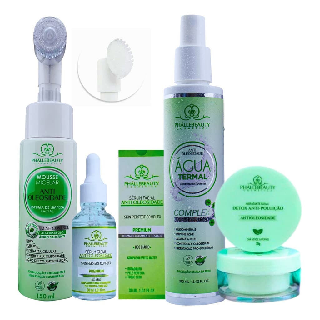 Kit Skincare Pele Mista Oleosa Cuidados Faciais Phallebeauty 4 ITENS