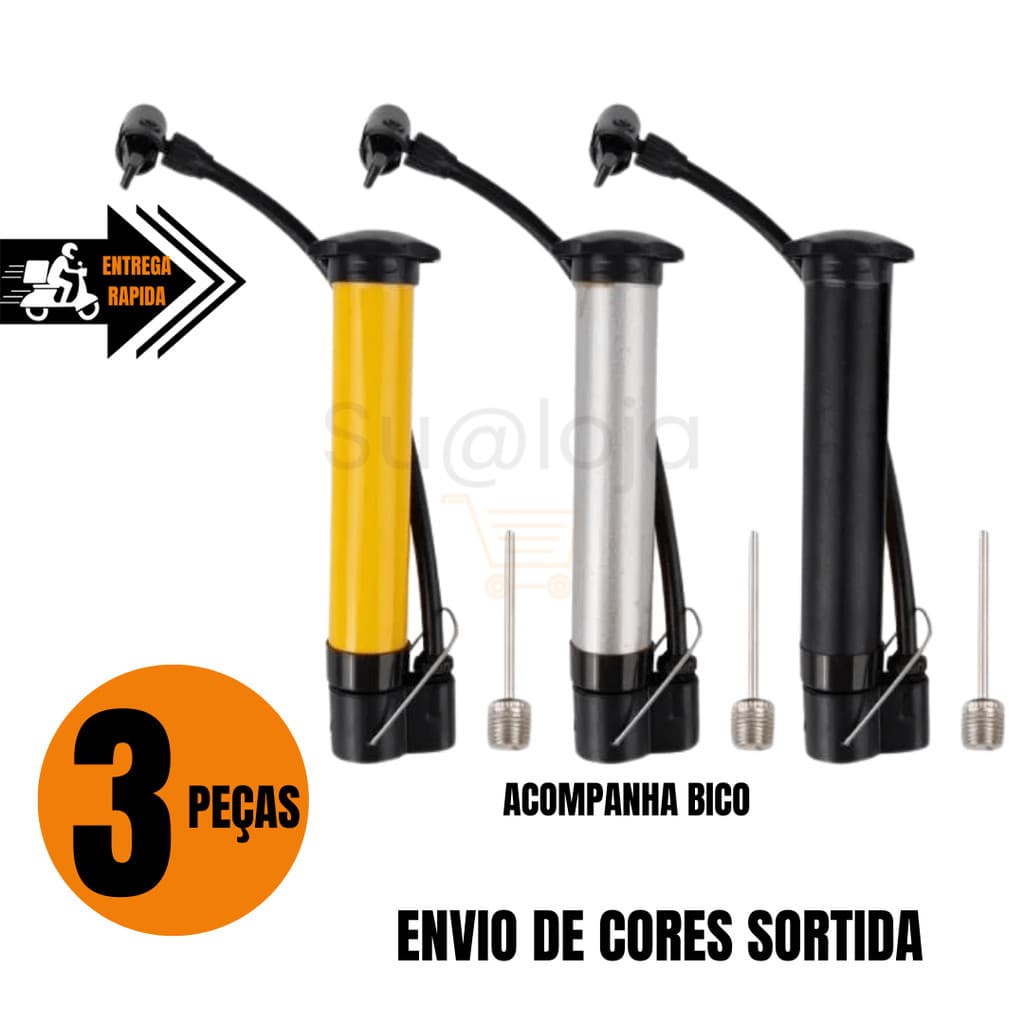 Bomba De Ar Vertical Encher Pneu Bike Bicicleta Boia Balão 25cm Pequena BomBinha