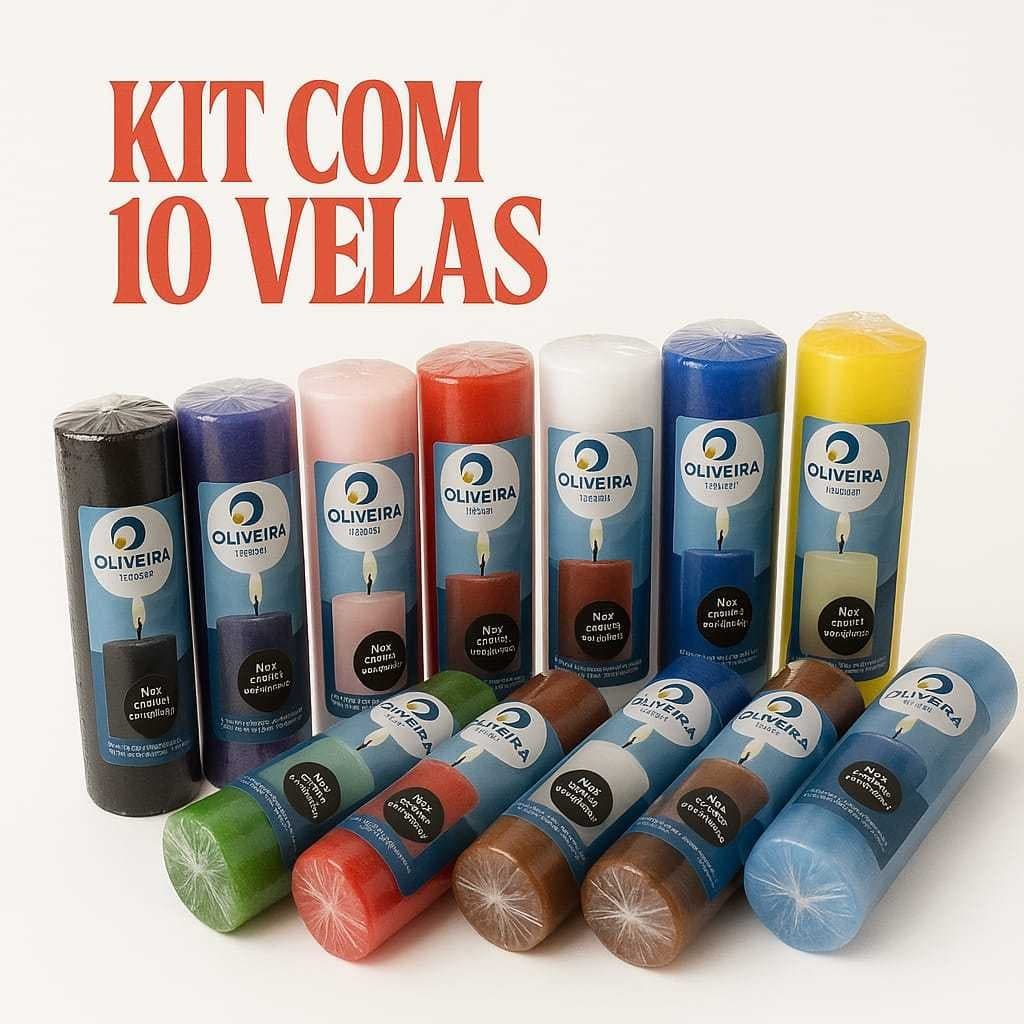 Kit 10 Velas De 7 Dias Coloridas 100% Parafina Pura 210g