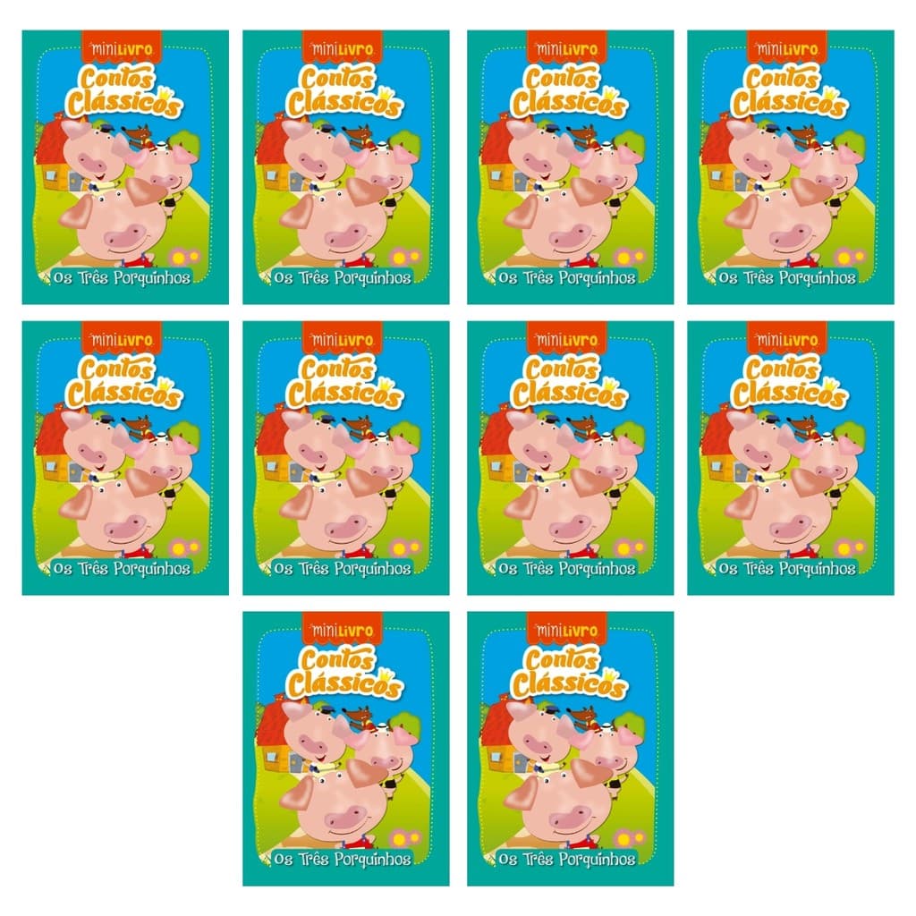 Kit 10 Mini Livros Conto classico Infantil - Os Três Porquinhos