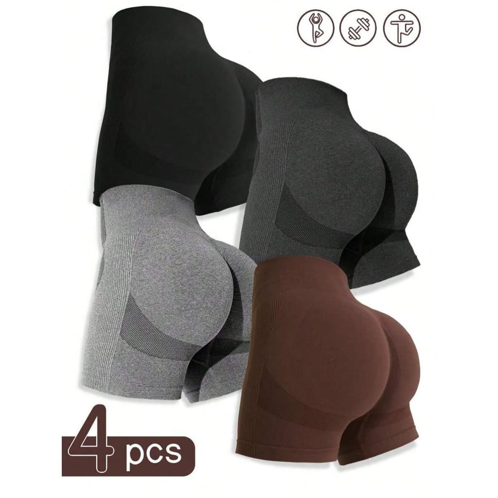 Shorts Fitness Feminino Cintura Alta Academia Levanta Bumbum Sem Costura Tamanho Unico