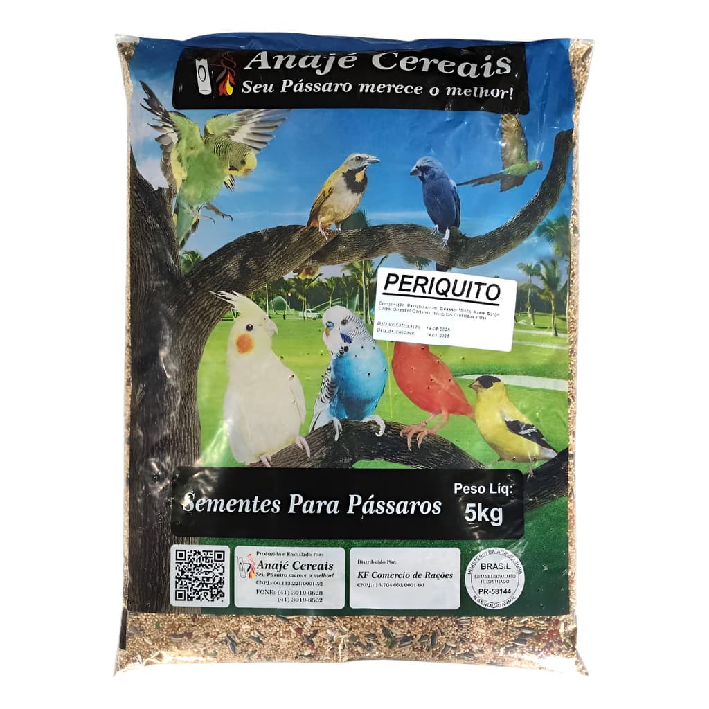 Ração Periquito 5kg Premium Mix Completo Com Mel E Biscoito