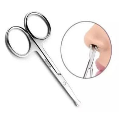 Tesoura Inox Redonda Sem Ponta Para Nariz Ouvido Bigode Segura Adulto e Infantil