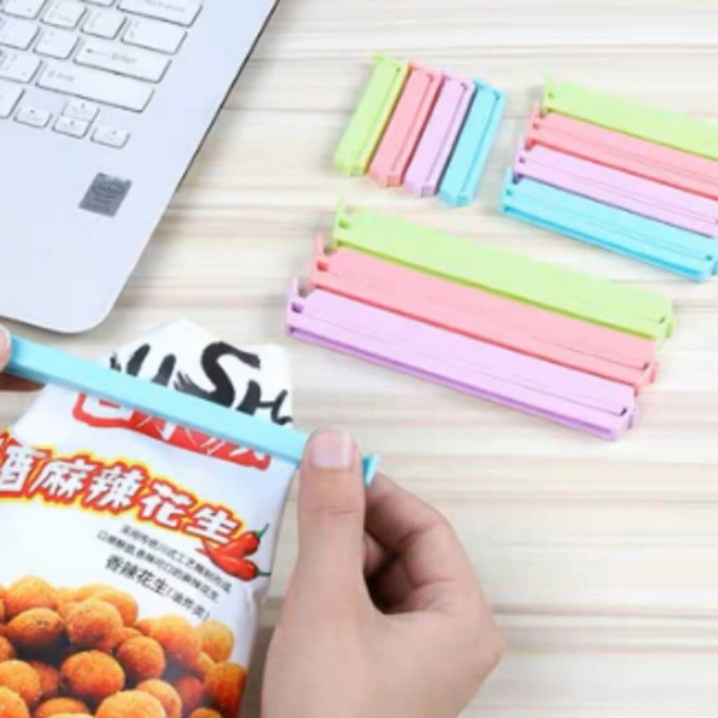 Conjunto Lacre Prendedores Pregador Protetor De Sacos e Embalagens Com Varias Medidas 12 Uns 3 Tamanhos