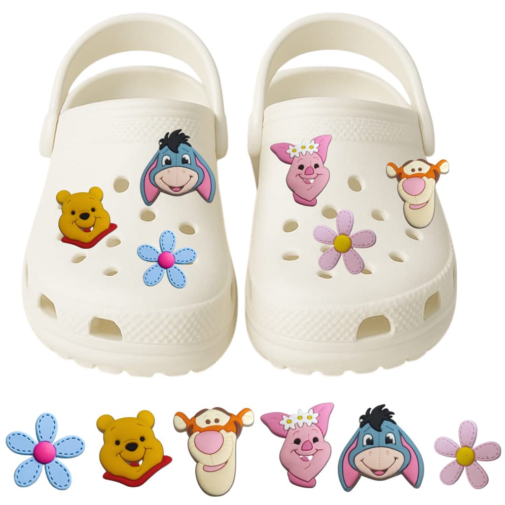 Kit 6 Pins Bottons Enfeites Para Babuche Turma Ursinho Pooh Colorido Turma Usinho Pooh