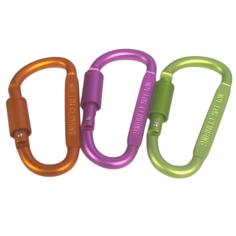 Kit 3 Chaveiro Mosquetão Trava Rosca Gancho Alumínio Colorido