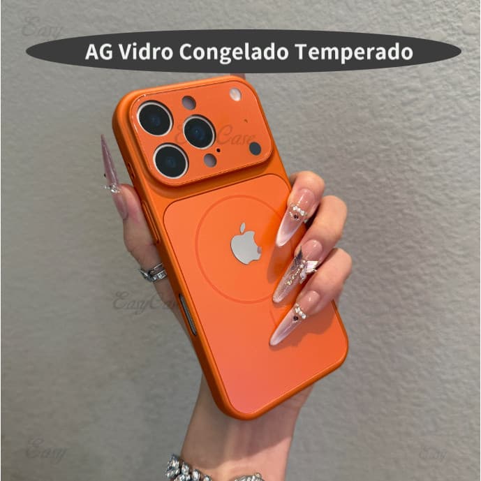Luxo Com Lente Tudo Incluído Vidro Fosco Magnetismo Sucção Capa De Telefone Para iPhone 17 16 15 14 13 Pro Max Antiderra