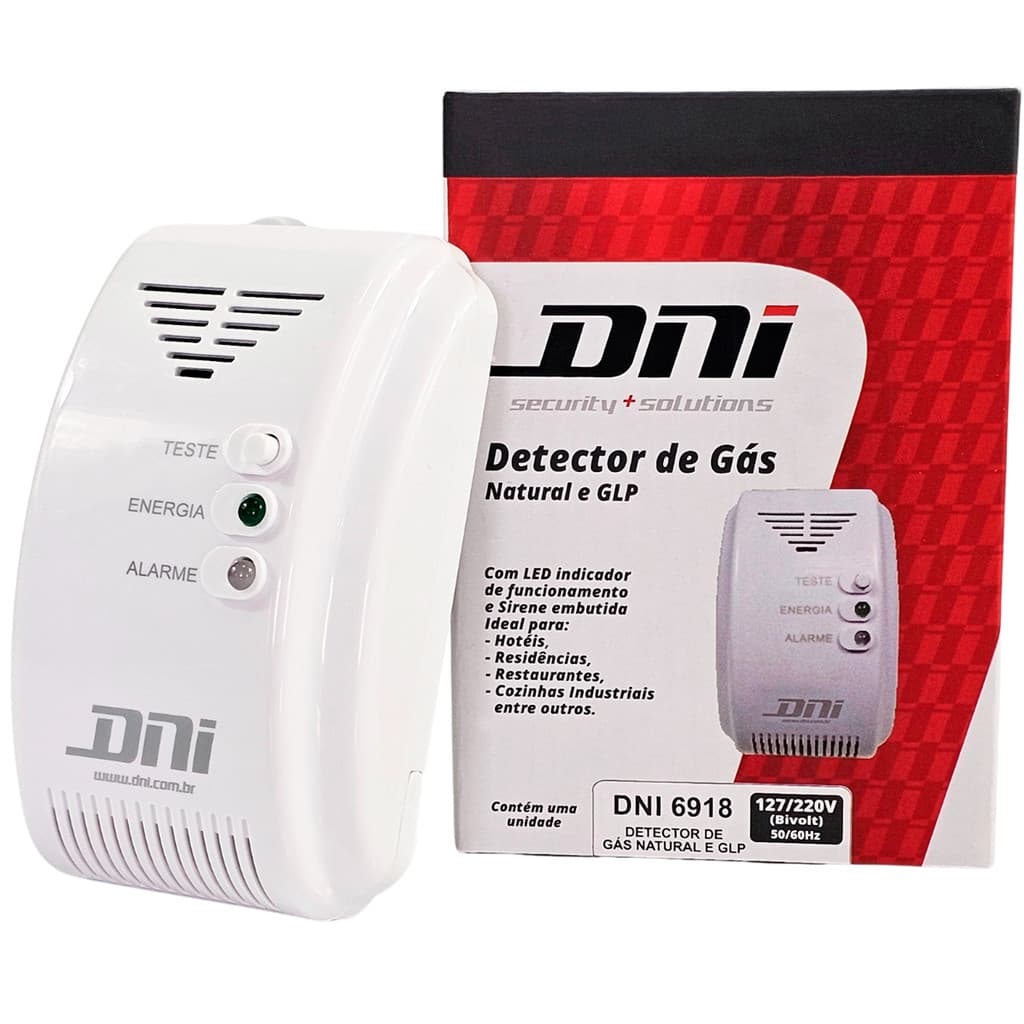 Detector Alarme para Vazamentos de Gás de Cozinha com Sirene Residencial, Industrial