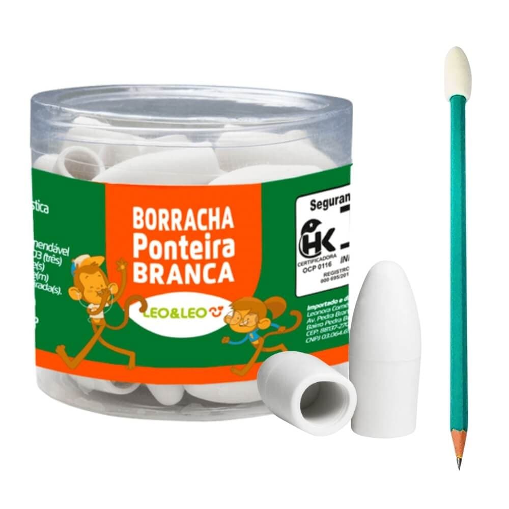Borracha Ponteira Branca para Lápis Pote 48 unid Atacado | LEO&LEO