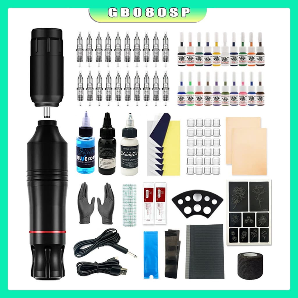 Kit Completo De Caneta De Tatuagem Profissional Sem Fio Profissional Poderosa Pronta Entrega