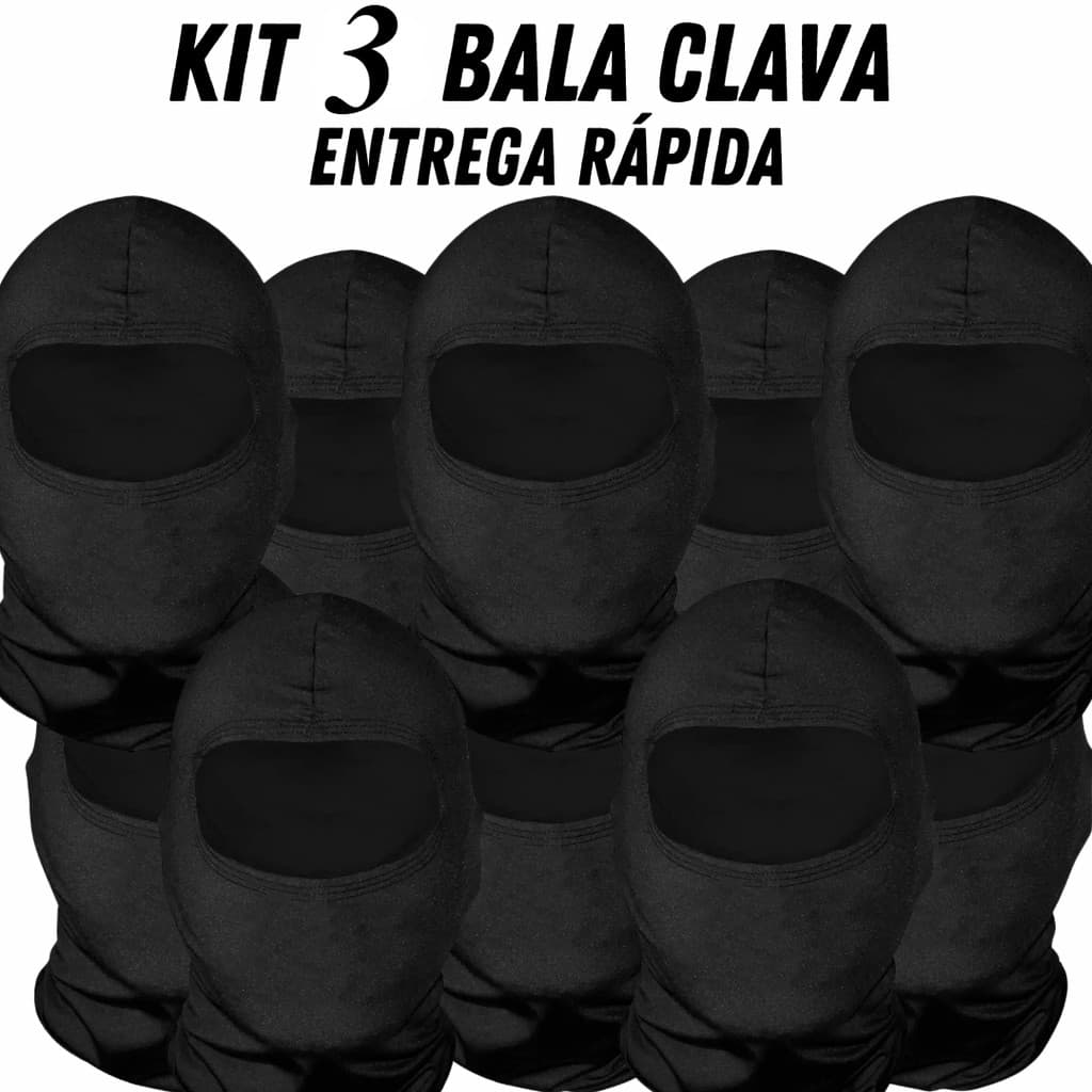 3 Touca Ninja Balaclava Toca UV+50 Proteção Solar Térmica Motoqueiro Motoboy Touca Preta