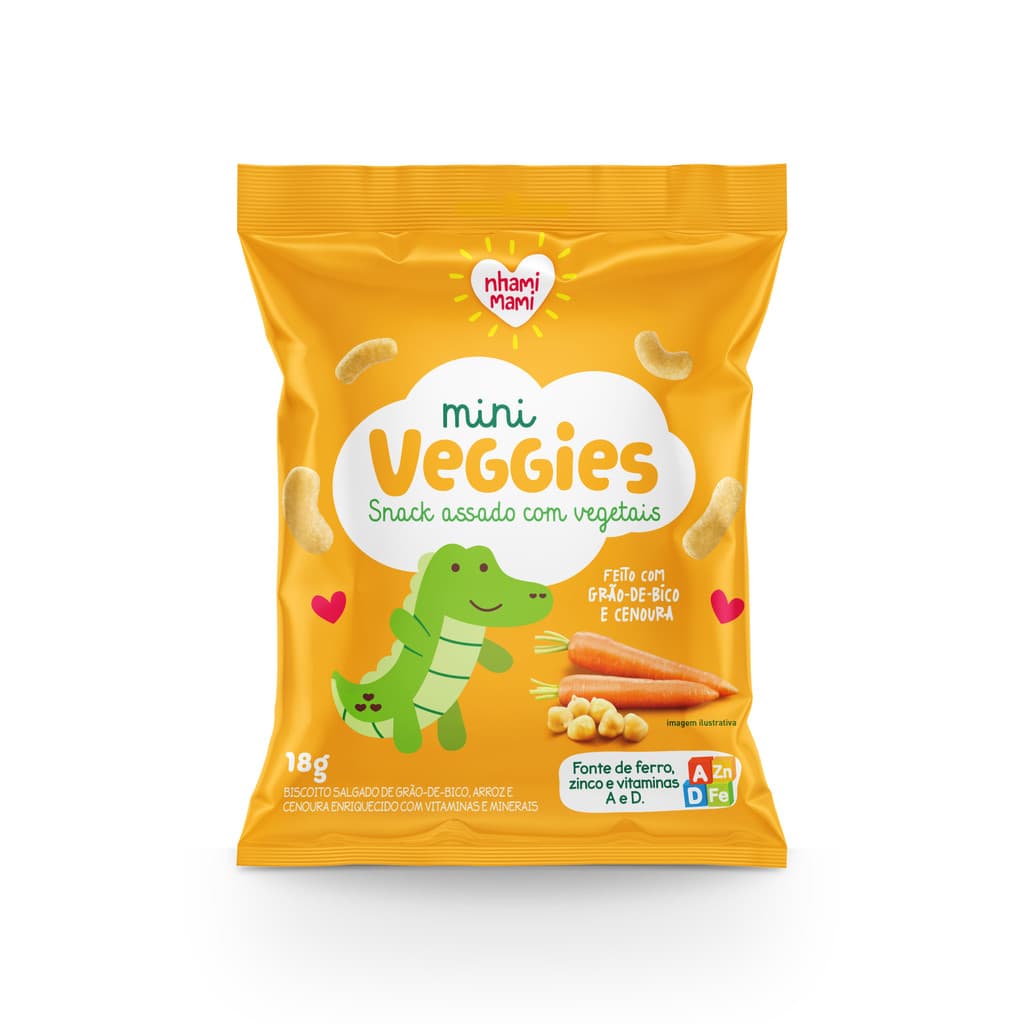 Kit 24un Mini Veggie Snack Integral Grão de Bico Cenoura 18g