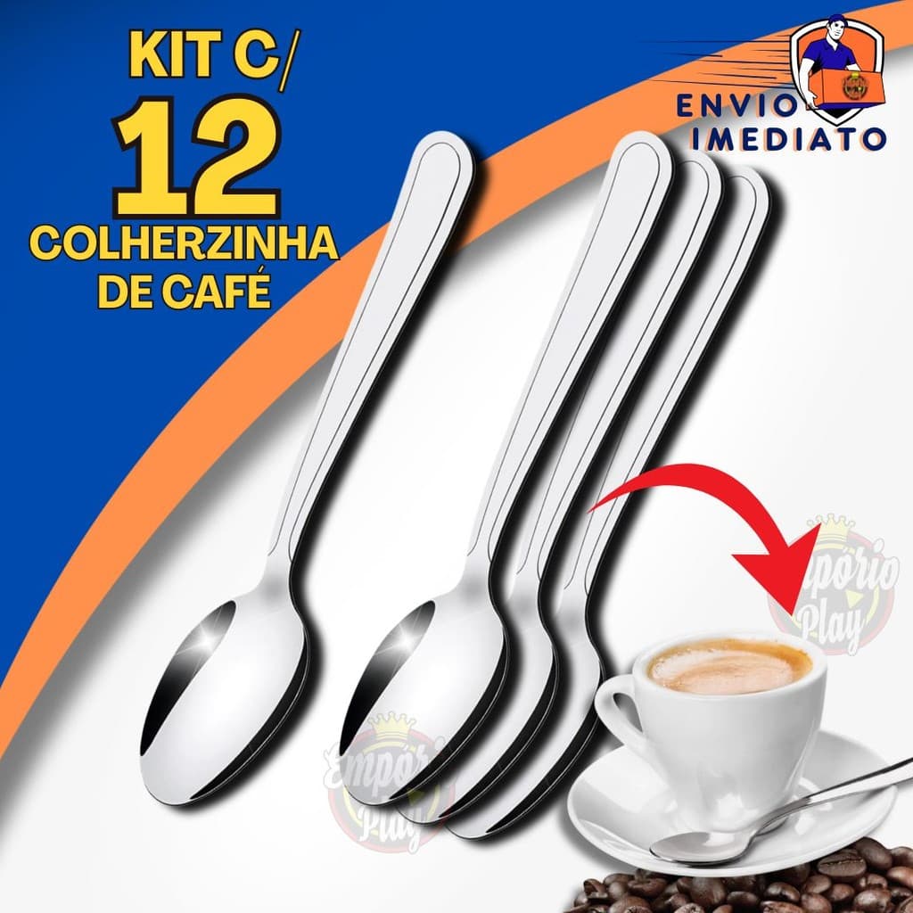Kit Até 12 Pçs Colher de Café em Aço Inox Colherzinha Pequena Mini Resistente Elegante