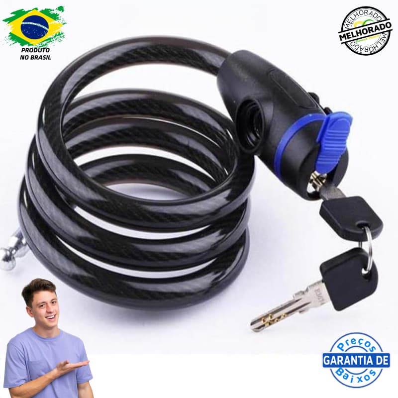 Trava Cabo De Aço Cadeado Segurança Bike Moto Espiral Anti-Roubo-envio imediato