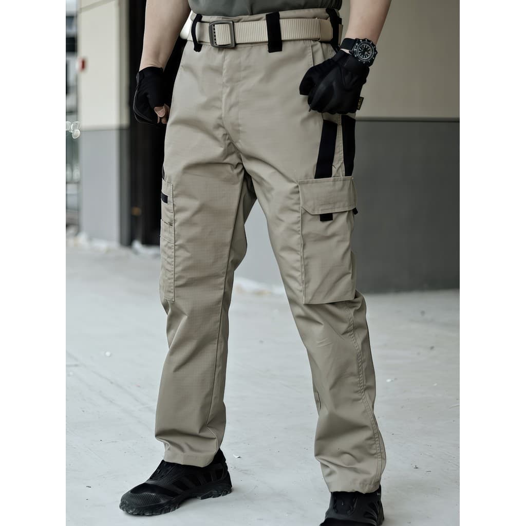 Calça Tática Masculina Rip Stop Militares Cargo Impermeável com 9 Bolsos De Segurança Pesca Ar Livre- QUALY