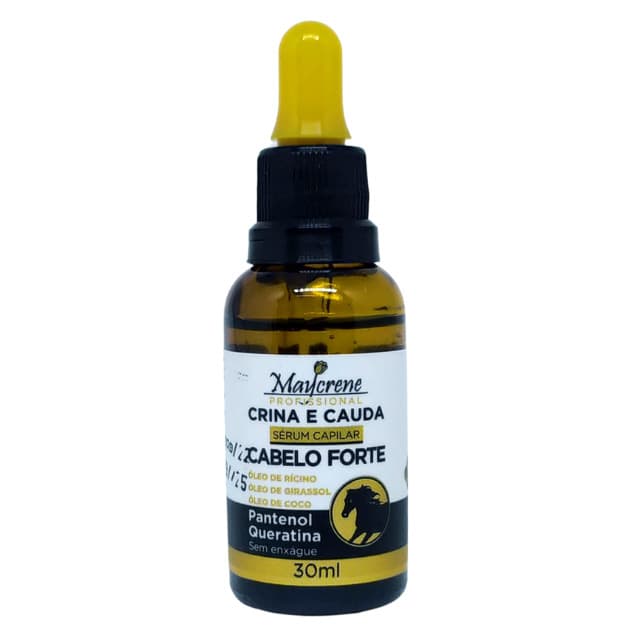 Sérum Capilar Crina e Cauda Cabelos Fortes 30ml - Rico em Óleo de Ricino, Girassol e Cocô