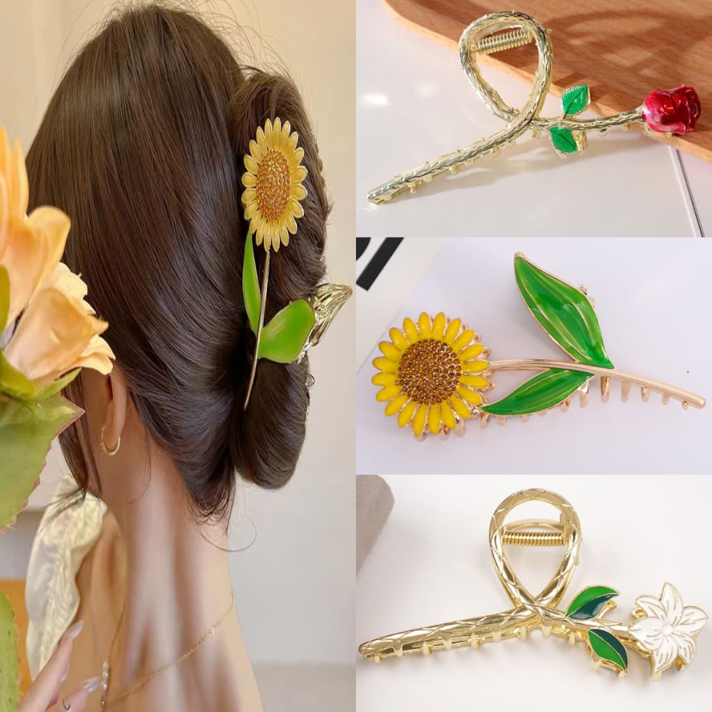 Kit 1/3 Piranhas De Metal Grampo Flor De Garra Para Cabelo