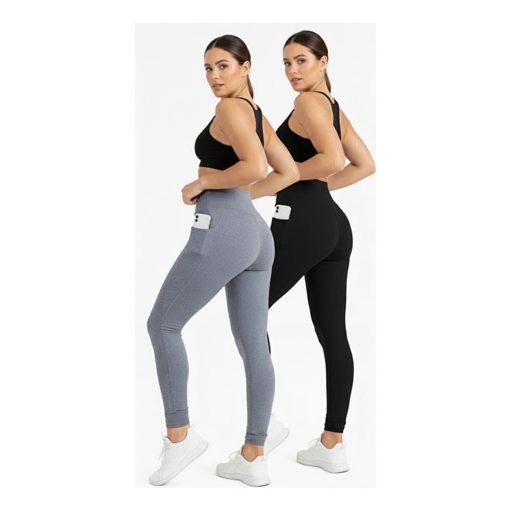 Kit 2 Calças Legging Feminina Com Bolso Fitness Academia