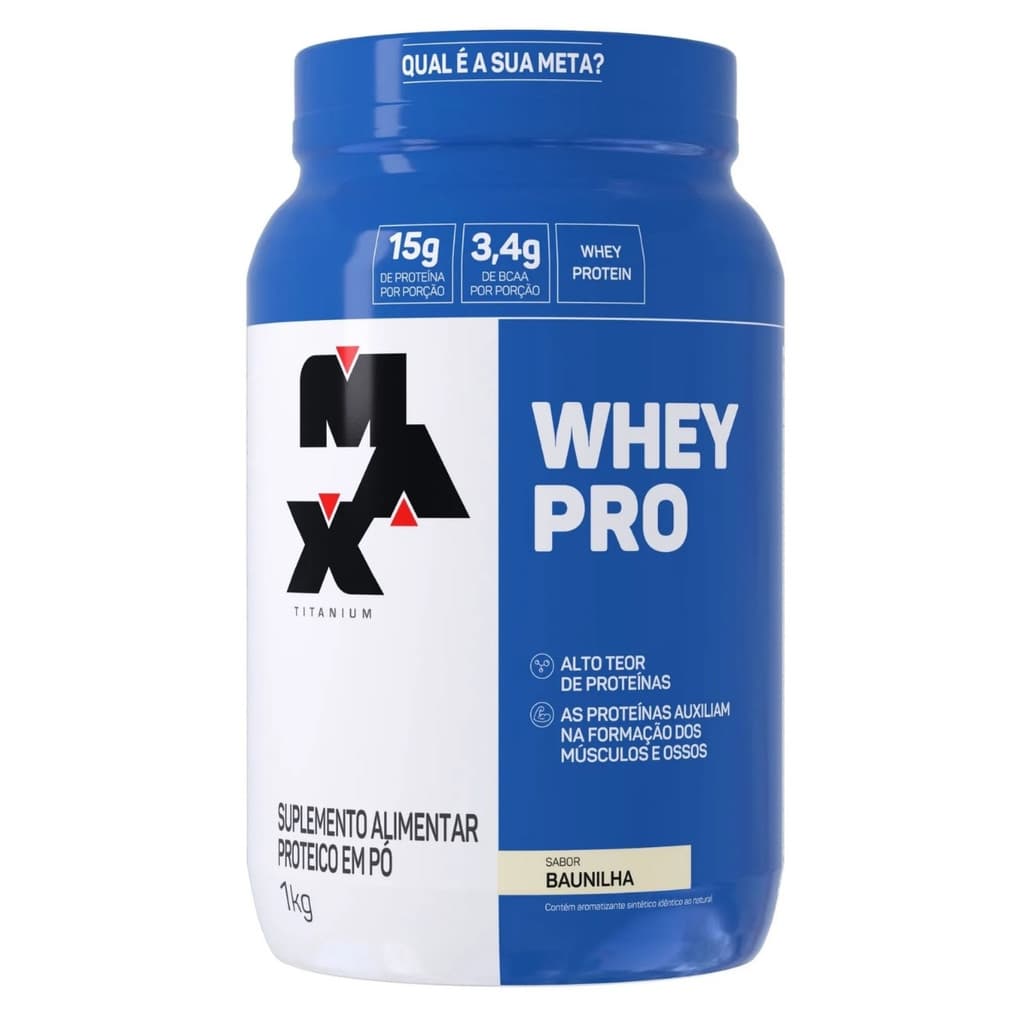 Whey Pro Pote 1kg Sabor Baunilha Max Titanium