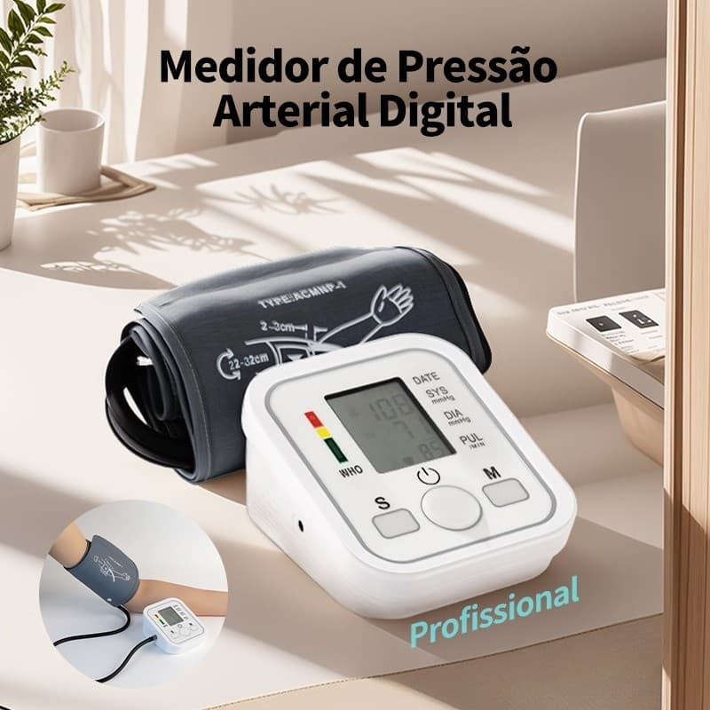 Medidor de pressão arterial digital braço aparelho de pressao arterialprofissional esfigmomanômetro manômetro portátil