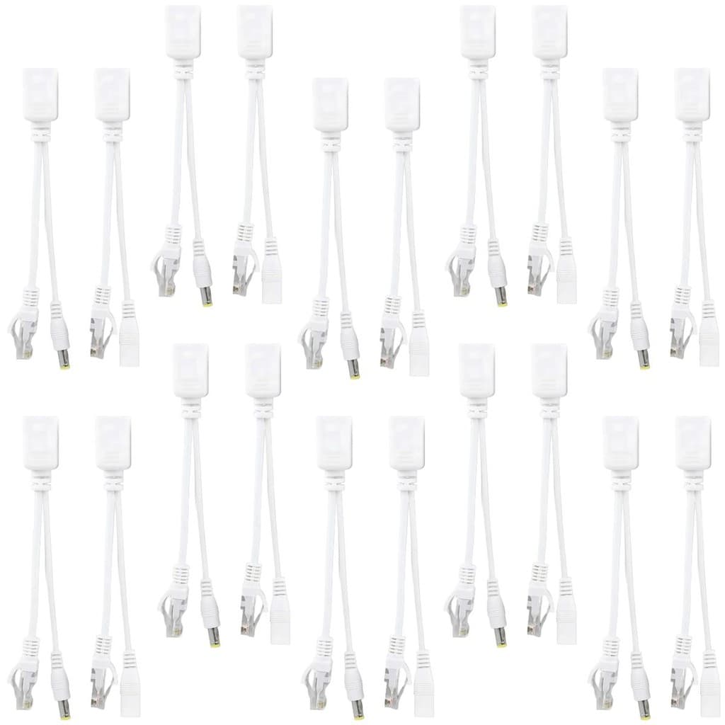 Kit 10 Pares Cabo Adaptador Poe Rj45 12v 2a Ethernet Até 30m