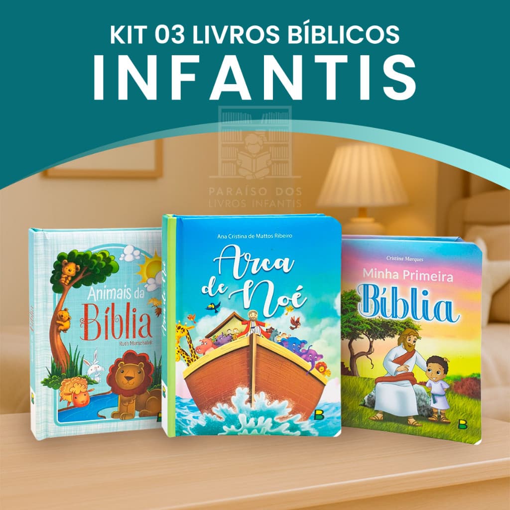 Kit 3 Livros Incentivo a Vida Cristã para Bebês - Coletânea Meu Livro Fofinho - p/ Crianças a Partir 2 Anos com Desenhos