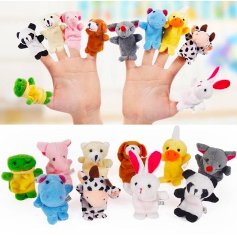 10Pcs Small Animal Finger Puppet Doll Baby Hand Educational Toy Cartoon Girl Boy Cute Family