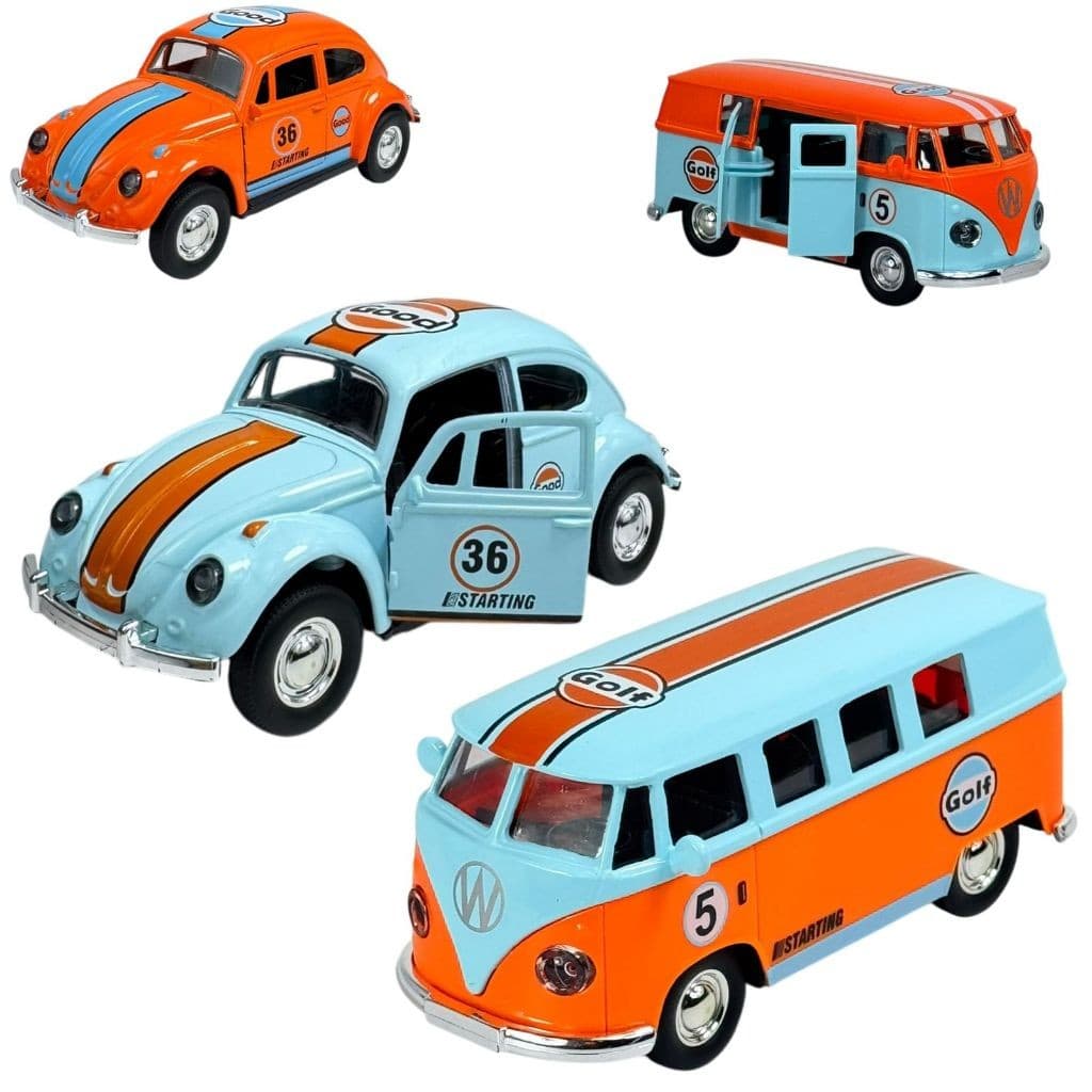 Carrinho De Fricção Modelo Kombi Em Miniatura De Ferro Colecionável Fusca Gulf